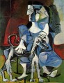Woman with dog Jacqueline with Kabul 1962 cubist Pablo Picasso